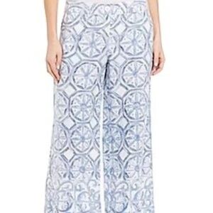 EUC Tommy Bahama Wide Leg Linen Easy Pants Geo Print Size 4